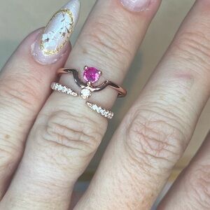 BUNDLE B2G1FREE BP 2 band ring pink stone rose gold size 6.5-7